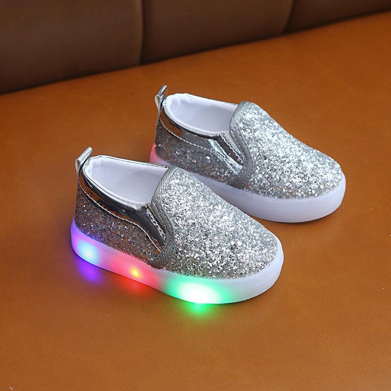 Kids Led Sneakers Lighted Baby Toddler Sneakers Sequin Girl Light Shoes - Almoni Express