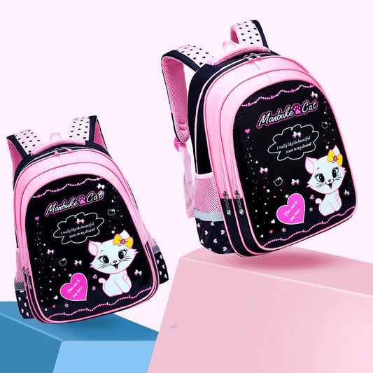 Kids School Cute Cat Print Backpack - Almoni Express