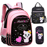 Kids School Cute Cat Print Backpack - Almoni Express