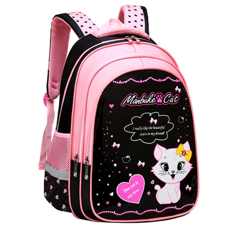 Kids School Cute Cat Print Backpack - Almoni Express