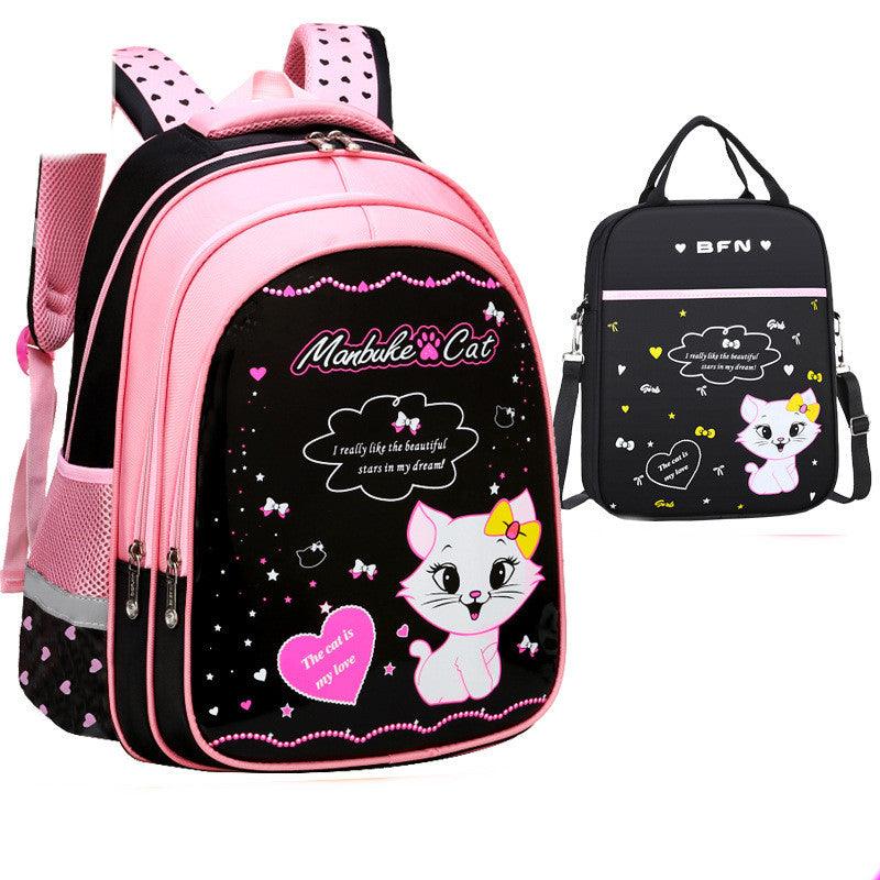 Kids School Cute Cat Print Backpack - Almoni Express