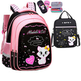 Kids School Cute Cat Print Backpack - Almoni Express