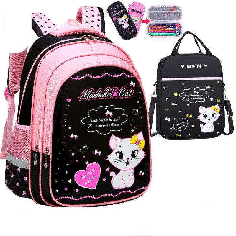 Kids School Cute Cat Print Backpack - Almoni Express