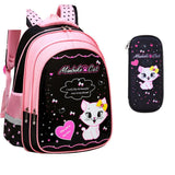 Kids School Cute Cat Print Backpack - Almoni Express