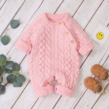 Knitted solid color baby jumpsuit - Almoni Express