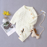 Knitted solid color baby jumpsuit - Almoni Express