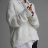 Knitted Sweater Cardigan Loose Long Sleeve V-neck - AL MONI EXPRESS