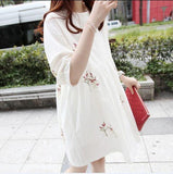 Korean Cotton And Linen Embroidery Maternity Dress And Nursing Clothes - Almoni Express