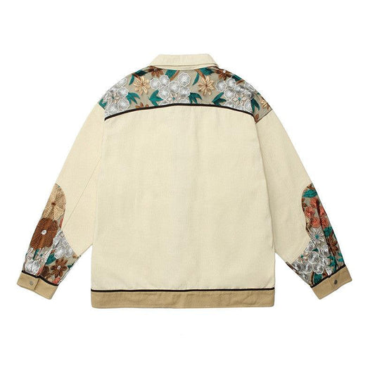 Lace Embroidery Stitching Workwear Jacket Men - Almoni Express