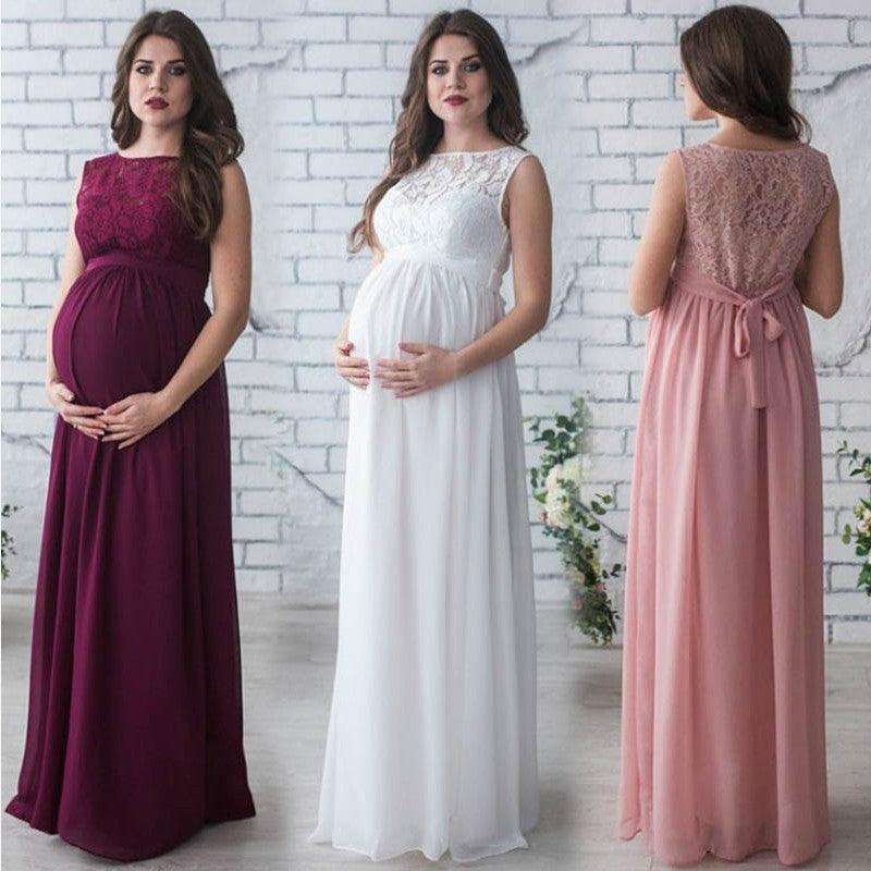 Lace Sleeveless Maternity Dress - Almoni Express