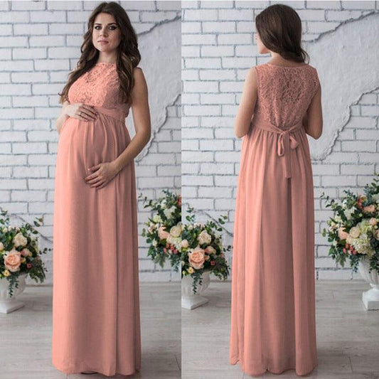 Lace Sleeveless Maternity Dress - Almoni Express