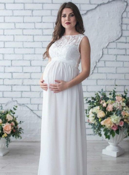 Lace Sleeveless Maternity Dress - Almoni Express