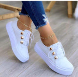 Lace-up Flats Sneakers Women Rivet Casual Shoes - AL MONI EXPRESS