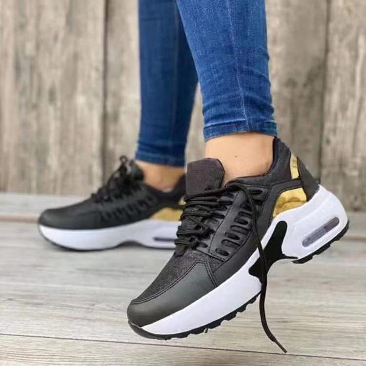 Lace Up Sneakers Women Wedge Heel Running Sports Shoes - AL MONI EXPRESS