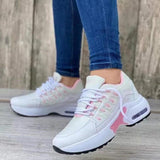 Lace Up Sneakers Women Wedge Heel Running Sports Shoes - AL MONI EXPRESS