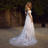 Lace Wedding Dresses Off The Shoulder Appliques A-Line Bride Dress Princess Wedding Gown Bridal Dress - Almoni Express