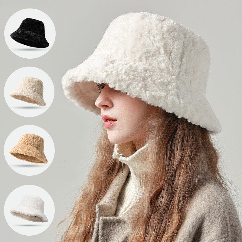 Lambswool Fisherman Hat Winter Warm Fashionable Solid Color Hats For Women - AL MONI EXPRESS