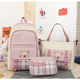 Large Capacity High School Plaid Three-piece Set Junior High School Student Elementary School Studebt Backpack - Almoni Express