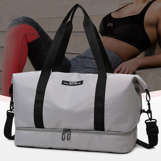 Large Capacity Travel Duffle Bag With Shoes Compartment Portable Sports Gym Fitness Waterfproof Shoulder Bag Weekender Overnight Handbag Women - AL MONI EXPRESS