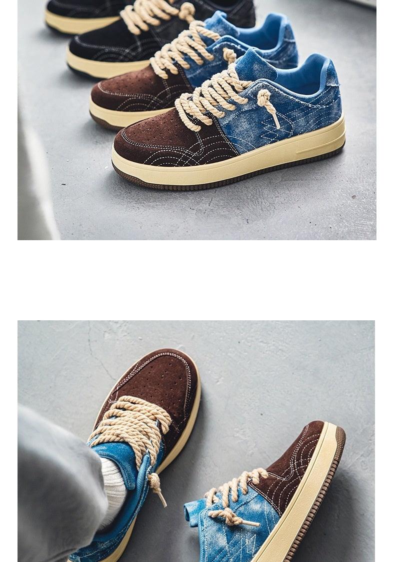 Leisure Denim Board Shoes Men Lace-up Flats Skateboard - AL MONI EXPRESS