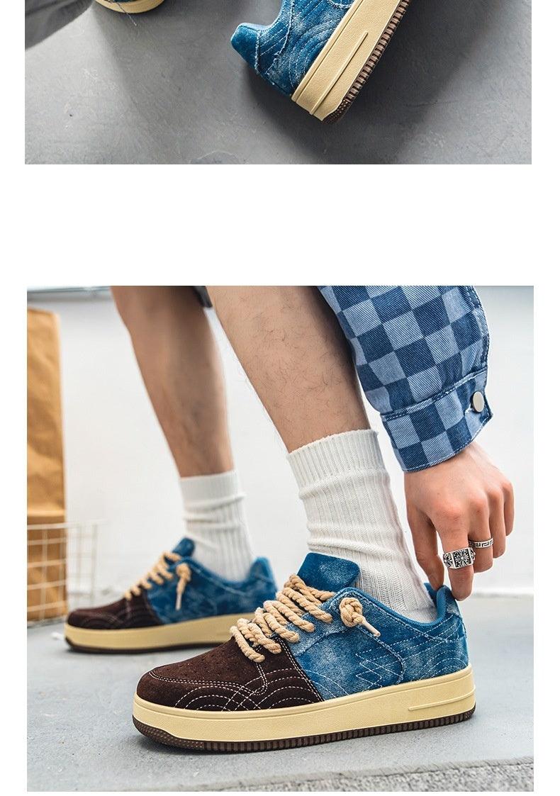 Leisure Denim Board Shoes Men Lace-up Flats Skateboard - AL MONI EXPRESS