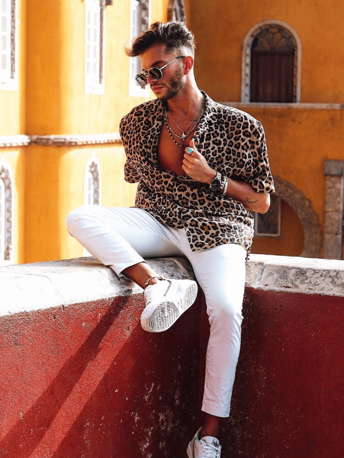 Leopard print men's shirt - AL MONI EXPRESS