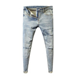 Light Blue Retro Slim Jeans - Almoni Express