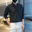 Light Cooked Style Shirt For Men With Black And White Stripes - AL MONI EXPRESS