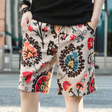 Linen printed five-minute shorts - Almoni Express