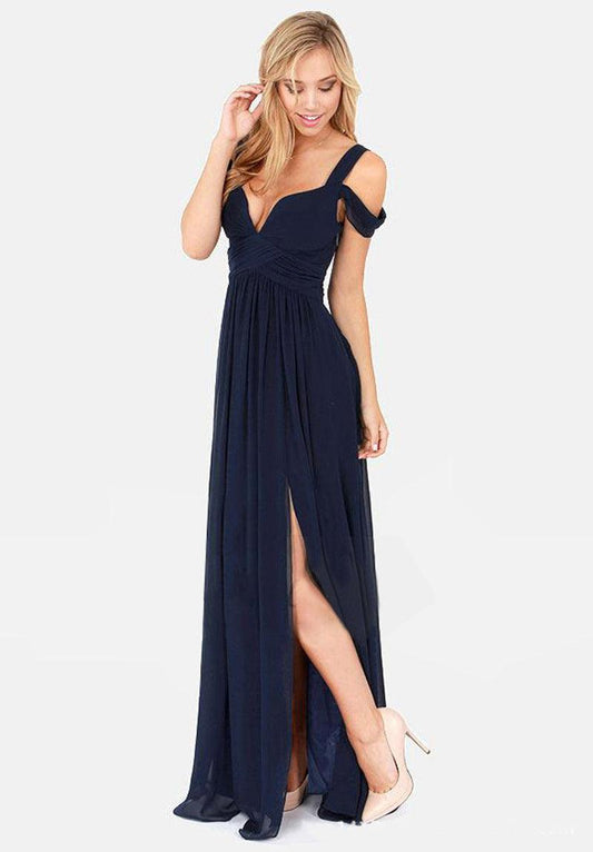 Long Floor Length Elegant Greek Style Pleated Dress - Almoni Express