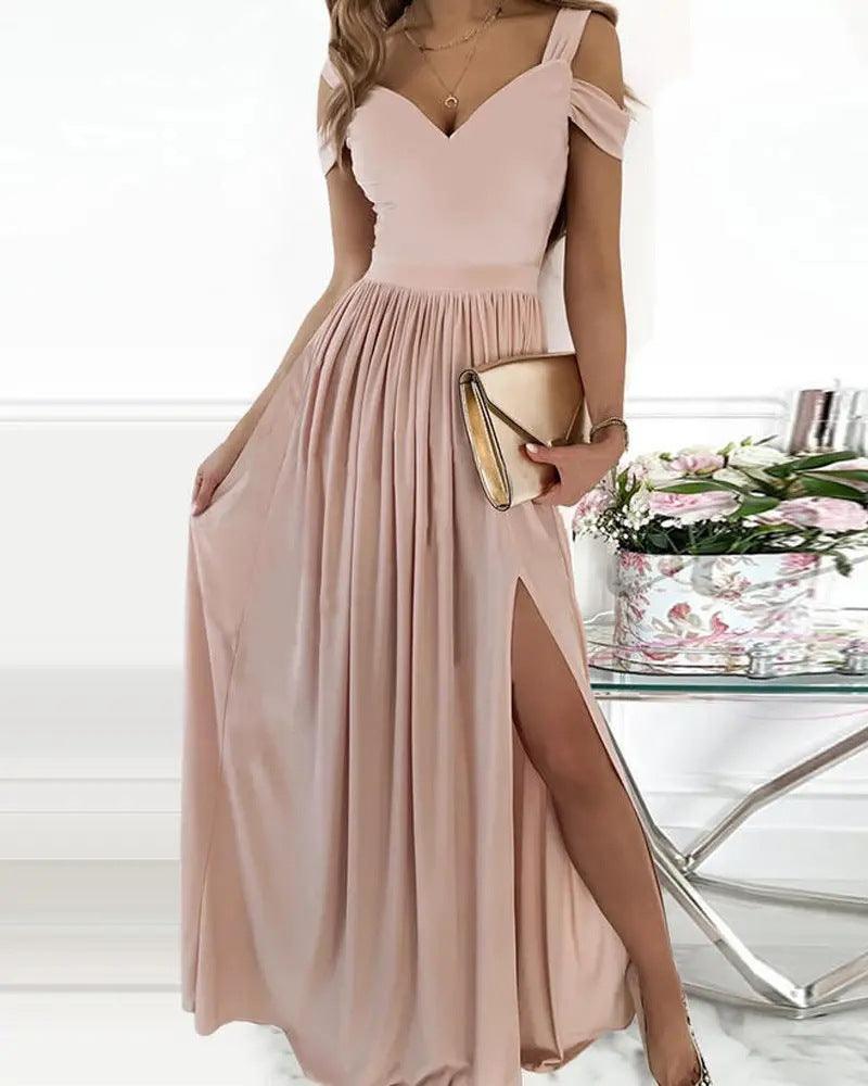 Long Floor Length Elegant Greek Style Pleated Dress - Almoni Express