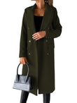 Long Sleeve Lapel Solid Double Breasted Slim Coat Coat - Almoni Express