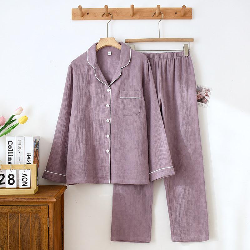 Long Sleeve Pajamas Men's And Women's Cotton Loose Outfit - Almoni Express