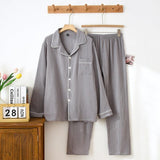 Long Sleeve Pajamas Men's And Women's Cotton Loose Outfit - Almoni Express