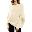 Loose Bat Sleeve Sweater Tops Simple Casual Fashion Versatile Solid Color Round Neck Sweater For Women - AL MONI EXPRESS