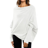 Loose Bat Sleeve Sweater Tops Simple Casual Fashion Versatile Solid Color Round Neck Sweater For Women - AL MONI EXPRESS