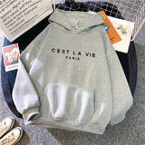 Loose Hooded Sweater Student Hoodie With Letter Print Sports Tops - AL MONI EXPRESS