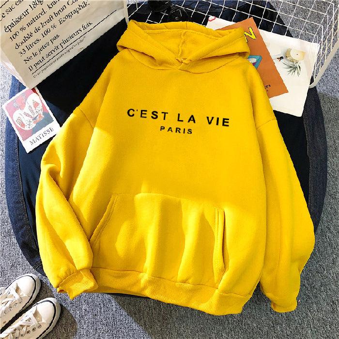 Loose Hooded Sweater Student Hoodie With Letter Print Sports Tops - AL MONI EXPRESS