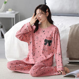 Loose Print Pajamas Women Autumn Winter Pyjama Set Long Sleeves And Trousers Elegant Sleepwear Girl Loungewear Home Clothes - AL MONI EXPRESS