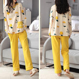 Loose Print Pajamas Women Autumn Winter Pyjama Set Long Sleeves And Trousers Elegant Sleepwear Girl Loungewear Home Clothes - AL MONI EXPRESS