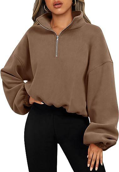 Loose Sport Pullover Hoodie Women Winter Solid Color Zipper Stand Collar Sweatshirt Thick Warm Clothing - AL MONI EXPRESS