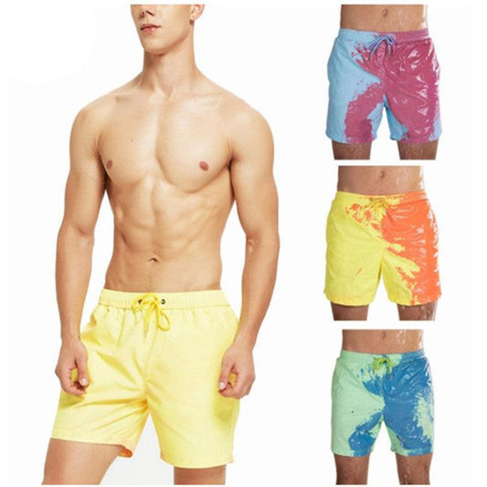 Magical Change Color Beach Shorts Summer Men Swimming Trunks Swimwear Swimsuit Quick Dry bathing shorts Beach Pant - Almoni Express