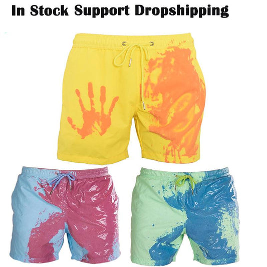 Magical Change Color Beach Shorts Summer Men Swimming Trunks Swimwear Swimsuit Quick Dry bathing shorts Beach Pant - Almoni Express