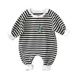 Male And Female Baby Cartoon Striped Dinosaur Embroidery Long-Sleeved Jumpsuit - Almoni Express