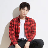 Men Casual Plaid Long Sleeved Shirt - AL MONI EXPRESS