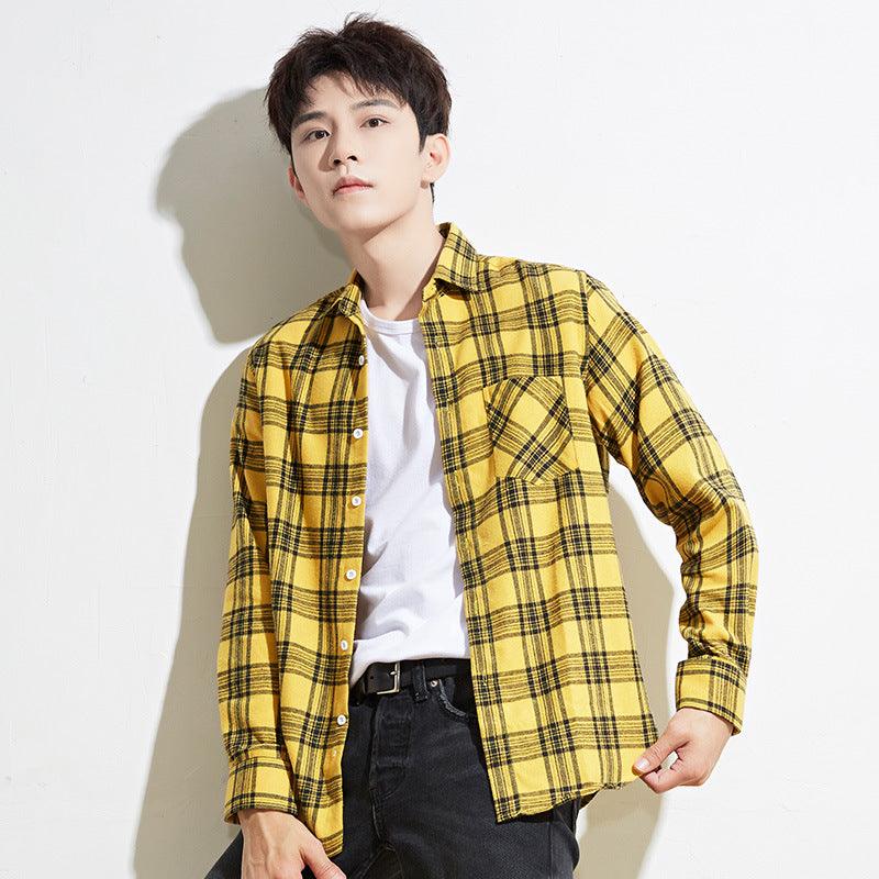 Men Casual Plaid Long Sleeved Shirt - AL MONI EXPRESS