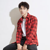 Men Casual Plaid Long Sleeved Shirt - AL MONI EXPRESS