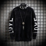 Men Fashion High Neck Loose Personalized Sweater - Almoni Express