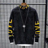 Men Fashion High Neck Loose Personalized Sweater - Almoni Express