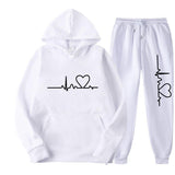 Men's And Women's Fleece-lined Sweater Suit Autumn And Winter Heart Figure Hoodie - AL MONI EXPRESS